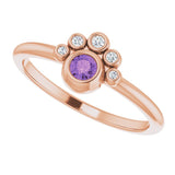 14K Gold Round Natural Amethyst Stackable Bezel-Set Ring - Rose Gold - view 10