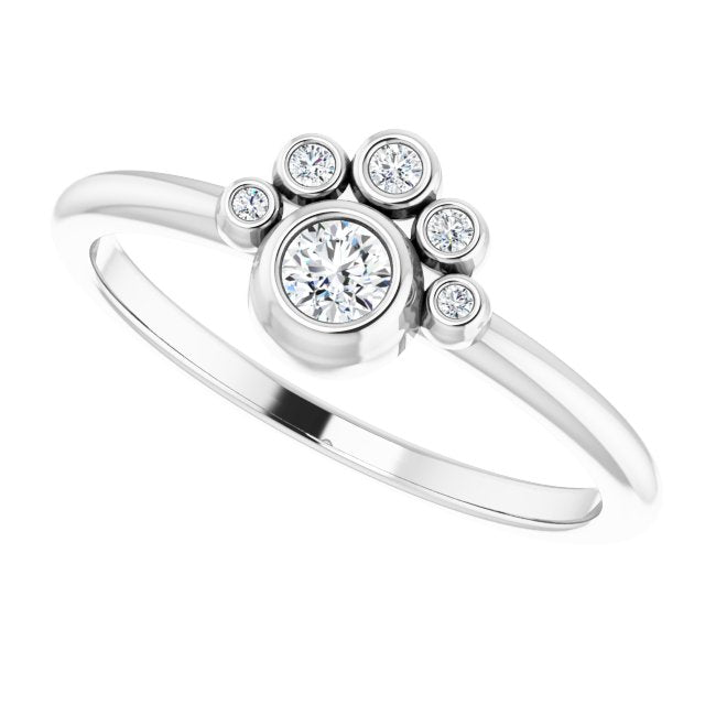 14K Gold Round Natural White Sapphire Stackable Bezel-Set Ring - White Gold - view 10