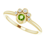 14K Gold Round Natural Peridot Stackable Bezel-Set Ring - Yellow Gold - view 10