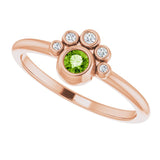 14K Gold Round Natural Peridot Stackable Bezel-Set Ring - Rose Gold - view 10