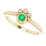14K Gold Round Lab-Grown Emerald Stackable Bezel-Set Ring - Yellow Gold - view 10