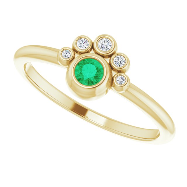 14K Gold Round Lab-Grown Emerald Stackable Bezel-Set Ring - Yellow Gold - view 10