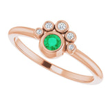 14K Gold Round Natural Emerald Stackable Bezel-Set Ring - Rose Gold - view 10