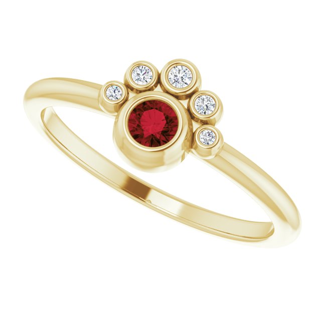 14K Gold Round Natural Mozambique Garnet Stackable Bezel-Set Ring - Yellow Gold - view 10