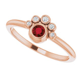 14K Gold Round Natural Mozambique Garnet Stackable Bezel-Set Ring - Rose Gold - view 10