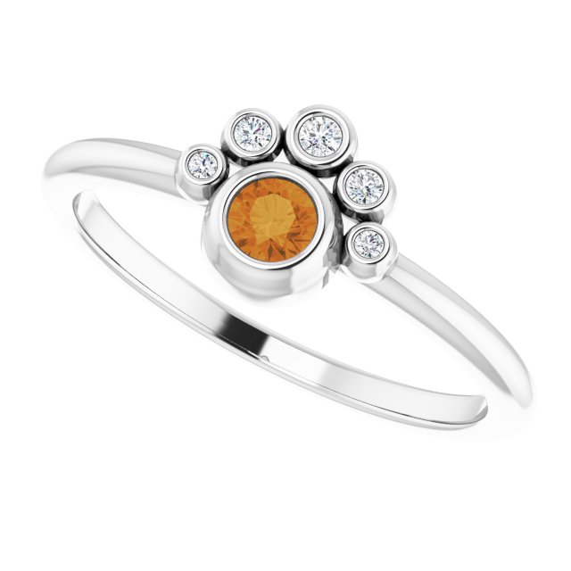 14K Gold Round Natural Citrine Stackable Bezel-Set Ring - White Gold - view 10