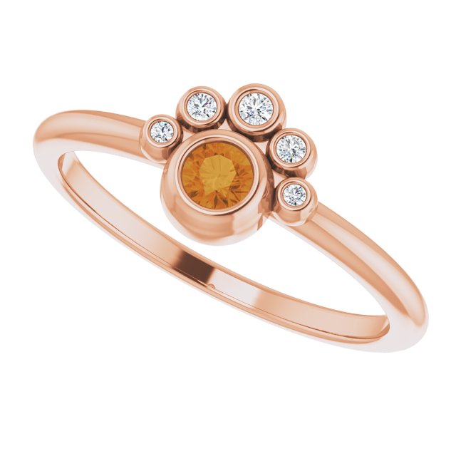 14K Gold Round Natural Citrine Stackable Bezel-Set Ring - Rose Gold - view 10