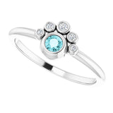 Platinum Round Natural Blue Zircon Stackable Bezel-Set Ring - view 10