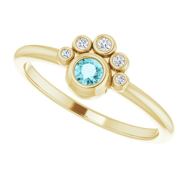 14K Gold Round Natural Blue Zircon Stackable Bezel-Set Ring - Yellow Gold - view 10