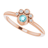 14K Gold Round Natural Blue Zircon Stackable Bezel-Set Ring - Rose Gold - view 10