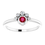 Platinum Round Natural Ruby Stackable Bezel-Set Ring - view 8
