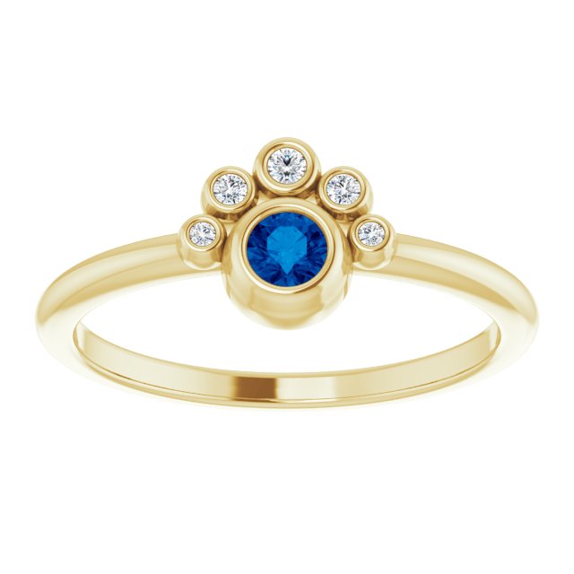 14K Gold Round Natural Blue Sapphire Stackable Bezel-Set Ring - Yellow Gold - view 8