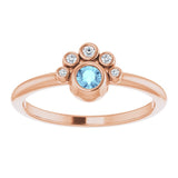 14K Gold Round Natural Aquamarine Stackable Bezel-Set Ring - Rose Gold - view 8