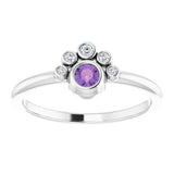 Platinum Round Natural Amethyst Stackable Bezel-Set Ring - view 8