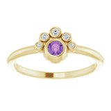 14K Gold Round Natural Amethyst Stackable Bezel-Set Ring - Yellow Gold - view 8