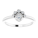 14K Gold Round Natural White Sapphire Stackable Bezel-Set Ring - White Gold - view 8