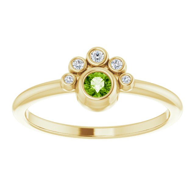 14K Gold Round Natural Peridot Stackable Bezel-Set Ring - Yellow Gold - view 8