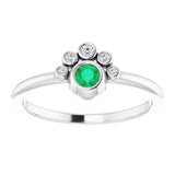 Platinum Round Lab-Grown Emerald Stackable Bezel-Set Ring - view 8