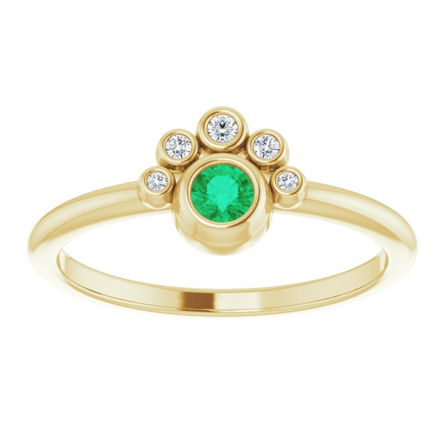 14K Gold Round Lab-Grown Emerald Stackable Bezel-Set Ring - Yellow Gold - view 8