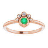 14K Gold Round Natural Emerald Stackable Bezel-Set Ring - Rose Gold - view 8