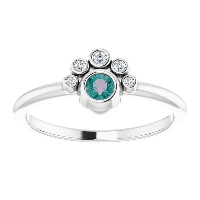 Platinum Round Lab-Grown Alexandrite Stackable Bezel-Set Ring - view 8