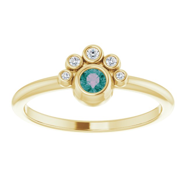14K Gold Round Lab-Grown Alexandrite Stackable Bezel-Set Ring - Yellow Gold - view 8