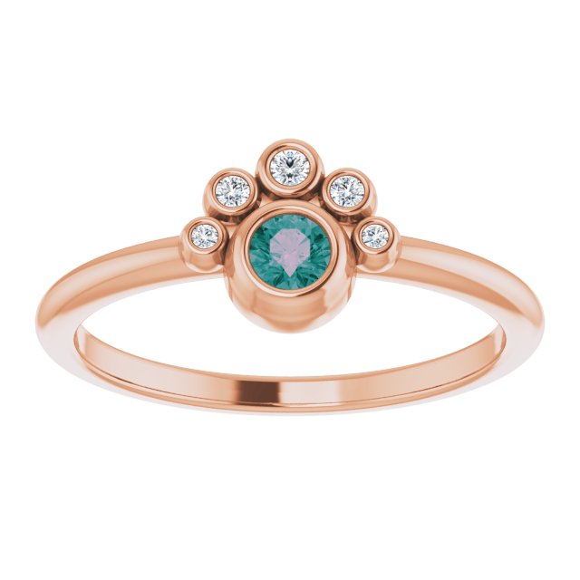 14K Gold Round Natural Alexandrite Stackable Bezel-Set Ring - Rose Gold - view 8
