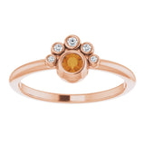 14K Gold Round Natural Citrine Stackable Bezel-Set Ring - Rose Gold - view 8