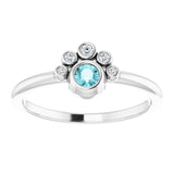 Platinum Round Natural Blue Zircon Stackable Bezel-Set Ring - view 8