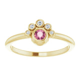14K Gold Round Natural Pink Tourmaline Stackable Bezel-Set Ring - Yellow Gold - view 8