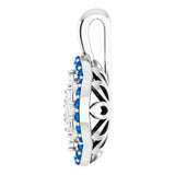 Platinum Round Natural Blue Sapphire & Natural Diamond Halo-Style Cluster Necklace or Pendant – 1/3 CTW - view 3