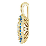 14K Gold Round Natural Blue Sapphire & Natural Diamond Halo-Style Cluster Necklace or Pendant – 1/3 CTW · 2mm - Yellow Gold - view 3