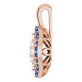 14K Gold Round Natural Blue Sapphire & Natural Diamond Halo-Style Cluster Necklace or Pendant – 1/3 CTW · 2mm - Rose Gold - view 3