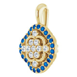 14K Gold Round Natural Blue Sapphire & Natural Diamond Halo-Style Cluster Necklace or Pendant – 1/3 CTW · 2mm - Yellow Gold - view 2