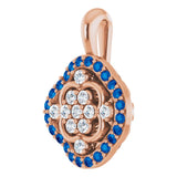 14K Gold Round Natural Blue Sapphire & Natural Diamond Halo-Style Cluster Necklace or Pendant – 1/3 CTW · 2mm - Rose Gold - view 2