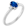 Platinum Oval Lab-Grown Blue Sapphire & Natural Diamond Accented Ring – 6x4mm