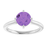 Platinum Round Natural Amethyst Solitaire Ring – 7mm Stones - view 3