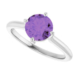 Platinum Round Natural Amethyst Solitaire Ring – 7mm Stones - view 5