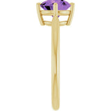 14K Gold Round Natural Amethyst Solitaire Ring – 7mm Stones - Yellow Gold - view 4