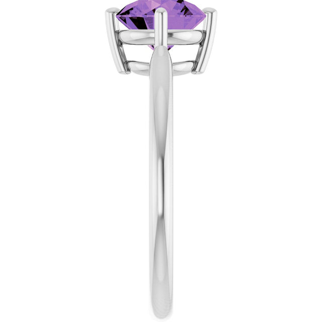 Platinum Round Natural Amethyst Solitaire Ring – 7mm Stones - view 4