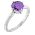 Platinum Round Natural Amethyst Solitaire Ring – 7mm Stones