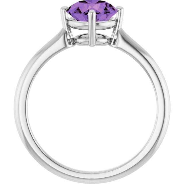 Platinum Round Natural Amethyst Solitaire Ring – 7mm Stones - view 2