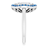14K Gold Round Natural Blue Sapphire & Natural Diamond Halo-Style Cluster Ring – 2mm Stones - White Gold - view 4