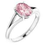 Platinum Oval Natural Pink Morganite Split-Shank Ring