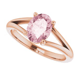 14K Gold Oval Natural Pink Morganite Split-Shank Ring - Rose Gold - view 5