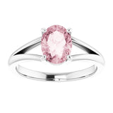 Platinum Oval Natural Pink Morganite Split-Shank Ring - view 3