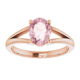 14K Gold Oval Natural Pink Morganite Split-Shank Ring - Rose Gold - view 3