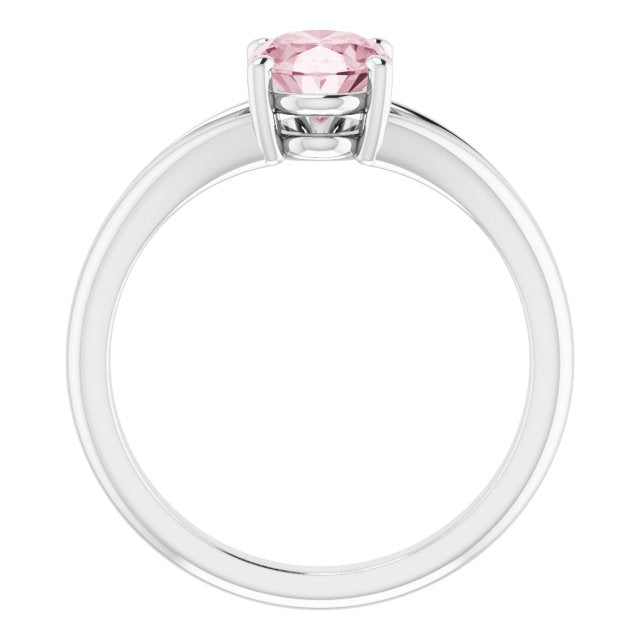 14K Gold Oval Natural Pink Morganite Split-Shank Ring - White Gold - view 2