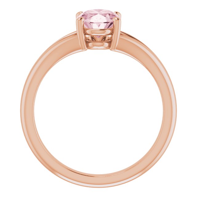 14K Gold Oval Natural Pink Morganite Split-Shank Ring - Rose Gold - view 2