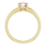 14K Gold Oval Natural Pink Morganite Split-Shank Ring - Yellow Gold - view 2
